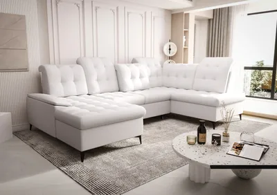 Produktbild von Ecksofa U 343 cm Rechts Weiß Kunstleder Kongo RBN17