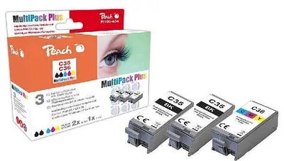 Produktbild von Peach PI100-434, Schwarz, Cyan, Magenta, Gelb, 17 ml, 11 ml, 3 Stück(e), 410 Seiten, Multipack