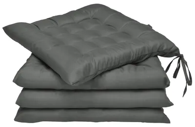 Produktbild von Beautissu 4er Set Stuhlkissen 40x40 mit Bändern Lea, Anthrazit