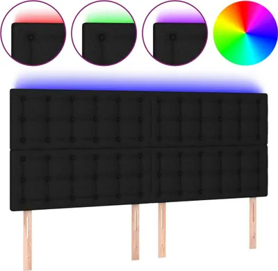Produktbild von vidaXL LED Kopfteil Schwarz 160x5x118/128 cm Stoff
