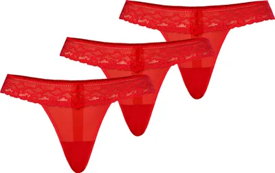 Immagine prodotto di Teyli confezione da 3: Perizoma a rete con pizzo floreale Leo Femmina 302-3 rosso M