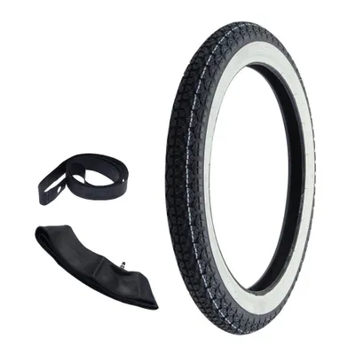 Zdjęcie produktu dla Opona Whitewall Kenda K265 2.75-17 (2 3/4 x 17) 41P TT + dętka + taśma do obręczy