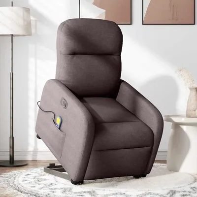 Produktbild von vidaXL Elektrischer Massagesessel mit Aufstehhilfe Dunkelbraun Stoff