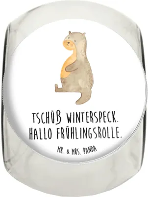 Produktbild von Mr. & Mrs. Panda Bonboniere Otter Bauch L 870ml - Weiß - Geschenk, Bonbonglas, Seeotter See, schraubglas, Vorratsdose, Winterspeck, aufbewahrungsglas, Kaffeedose