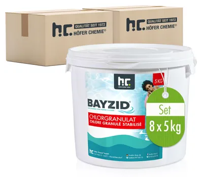 Produktbild von 8x5 kg BAYZID® Chlorgranulat für Pools mit Aktivchlor zur Poolwasser Desinfektion