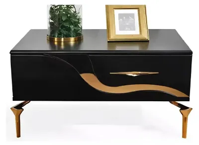 Produktbild von Luxus Schlafzimmer Set Bett Nachttisch Gold Schminktisch Nachttische 5tlg