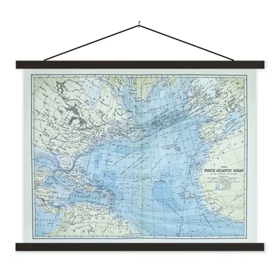 Obrázek produktu pro MuchoWow® Textilní plakát - Klasická mapa světa Severní Atlantik - 150x113cm - S černými lamelami