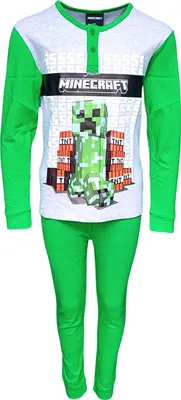 Produktbild von Schlafanzug Minecraft Creeper Grau-Grün 146 cm