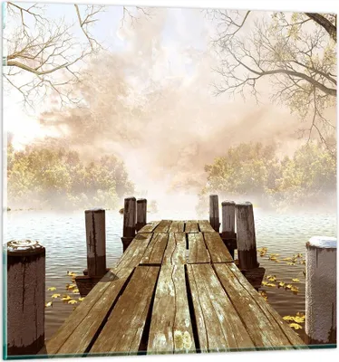 Produktbild von Bilder auf glas - Illustration herbst landschaft bäume - 60x60cm - Glasbilder - Wandbilder - Kunstdruck - Wanddekoration aus Glas - Glas Bilder - Wandbild auf Glas - GAC60x60-2394