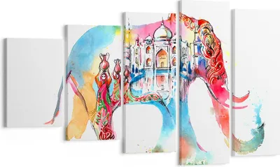 Produktbild von Bild auf Leinwand - Leinwandbild - Elefant Indien ethnisch Kultur - 100x60cm - Wand Bild - Wanddeko - Leinwanddruck - Bilder - Kunstdruck - Wanddekoration - Leinwand bilder - Wandkunst - EG100x60-3037
