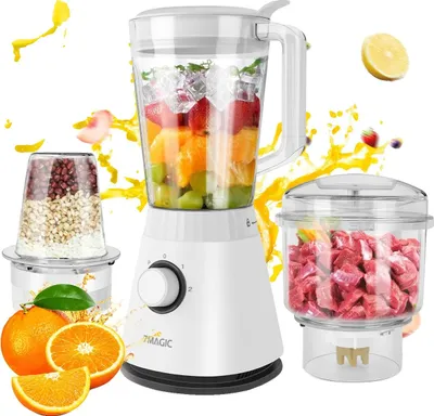 Produktbild von Blender, 3-in-1 Küchenmaschine, Hochgeschwindigkeitsmahlen, WEISS, EU, WEISS, EU