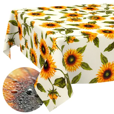 Tischdecke 140x100cm Rechteckig Gelb abwaschbar Baumwolloptik Sonnenblumen Gelb, Hauptbild