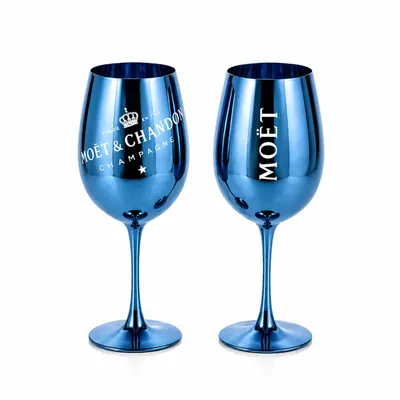 Produktbild von Blaue Champagnergläser 2er Set aus Echtglas – Elegante Sektgläser – Hochwertige Weingläser in Blau – passend für Moët & Chandon