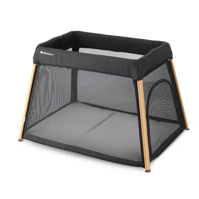 Produktbild von DERYAN 2-in-1 Campingbett und Laufstall - Inklusive Bodenverstellung - Holzoptik