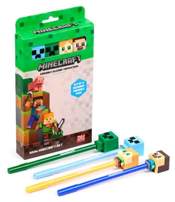 Immagine prodotto di Puckator - Zestaw 4 kolorowych mazaków z motywem Minecraft, wymazywalne akcesoria