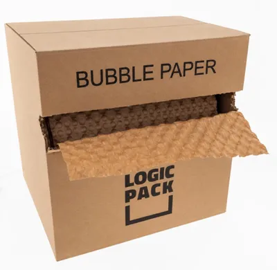 Produktbild von Luftpolsterfolie aus Papier 33 cm x 60 m Polstermaterial in der Spenderbox