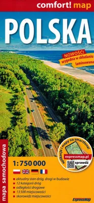 Immagine prodotto di Mappa automobilistica laminata della Polonia 1:750 000