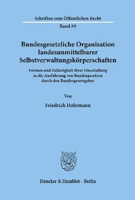 Produktbild von Bundesgesetzliche Organisation landesunmittelbarer Selbstverwaltungskörperschaften.