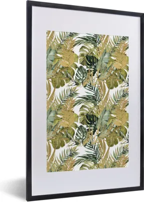 Produktbild von MuchoWow® Gerahmtes Poster Tropisch - Blau - Grün 40x60 cm - Poster mit Schwarzem Bilderrahmen Wandposter Rahmen Foto Bilder - Poster in Rahmen