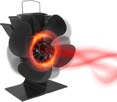 Obrázek produktu pro UISEBRT 4 lopatky Krbový ventilátor Ventilátor na kamna Krbový ventilátor Elektrický ventilátor na kamna na dřevo pro krbová kamna Krbová kamna Krby