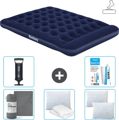 Produktbild von Bestway Luftmatratze - 2-Personen - 152 x 203 x 28 cm - Blau - Inklusive Zubehör