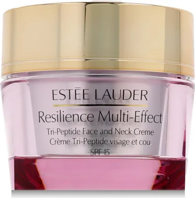Produktbild von Estée Lauder Resilience Multi-Effect Tri-Peptide Face and Neck Creme SPF15, Tagescreme, Frauen, Mischhaut, trockene Haut, normale Haut, Gesicht, Hals/Nacken, Anti-Aging, Anti-Falten, Kräftigend, Feuchtigkeitsspendend, Nährend, Aufpolsterung, Glanz,..., 50 ml
