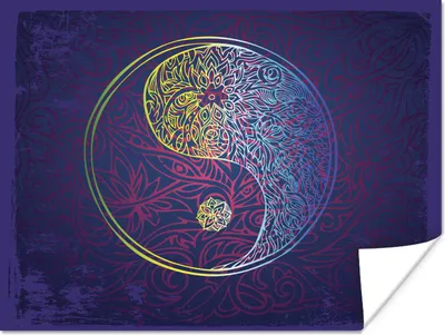 Produktbild von MuchoWow® Poster Eine Illustration eines Yin und Yang Logos in dunkelblauer Farbe 120x90 cm - Wandbild