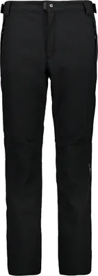 A pair of black pants on a white background.