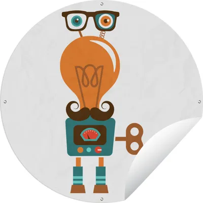 Produktbild von MuchoWow® Gartenposter Outdoor-Poster Rund Roboter - Brille - Schnauzbart - Kinder - Jungen Ø 60 cm Gartendeko Rundes Poster draußen