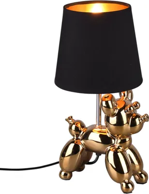 Produktbild von Tischleuchte Reality Bello Schwarz Gold Tischlampe Hund