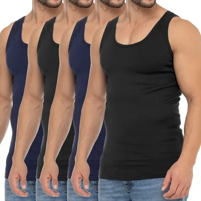 Produktbild von Celodoro Herren Business Tank Top (4er Pack) Achselhemd aus Baumwolle - Navy Schwarz M