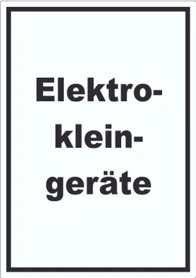 Produktbild von Elektrokleingeräte Mülltrennung Aufkleber mit Text A7 (74x105mm)