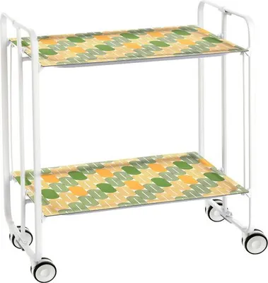 Produktbild von DON HIERRO - Klappbarer Servierwagen BAUHAUS mit Rollen – Metallgestell weiß, 2 Ebenen, 4 Positionen