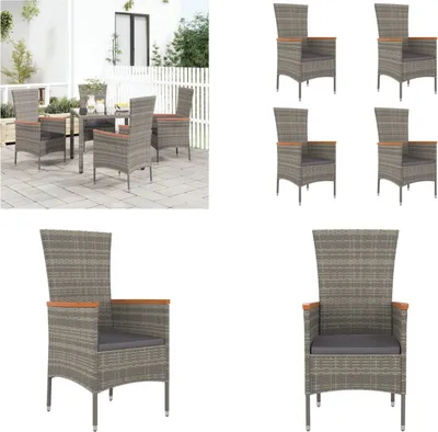 Image de vidaXL Chaises de jardin avec coussins 4 pcs. Poly Rotin Gris - Chaise de jardin - Chaises de jardin - Meubles de jardin - Outdoor Möbel