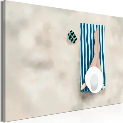 Produktbild von Italienischer Leinwand Leinwandbild - Lady on the Beach (1 Part) Wide 90x60 cm Menschen h-A-0195-b-a