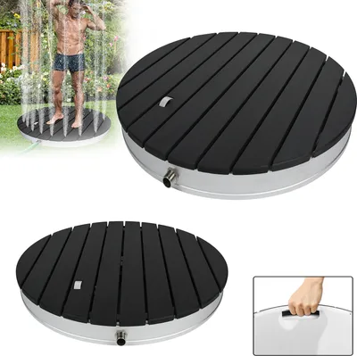 Produktbild von LARS360 Mobile WPC Gartendusche, Bodendusche für den Außenbereich, Outdoordusche mit Holzoptik, Runde Anthrazit, Campingdusche, Garten Dusche