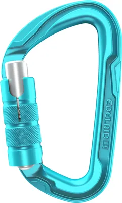 Edelrid Pure Triple Karabiner in Türkis mit Schraubverschluss; ideal für Kletteraktivitäten.