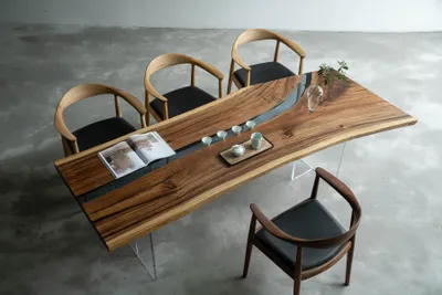 Produktbild von River Table Epoxidharz Couchtisch Massiv Tische 240x100 Flusstisch Echtes Holz