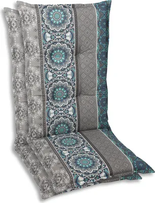 Produktbild von GO-DE Textil, Sesselauflage Mittellehner, 2er Set, Farbe: blau, Maße: 108 cm x 50 cm x 7 cm, Rueckenhoehe: 60 cm