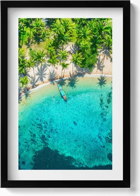 Produktbild von Tropischer Strand in Koh Tao– Wandbild mit Rahmen – Gerahmtes Bild  – Wanddekoration – 40x60 cm –  Schwarz