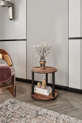 Obrázok produktu pre Skye Decor, konferenčný stolík z 100% MDF, orechové drevo, 34 x 38 x 34 cm | Robustné nohy | Moderný a elegantný štýl pre váš domov | Ideálny do obývačky a moderných priestorov.