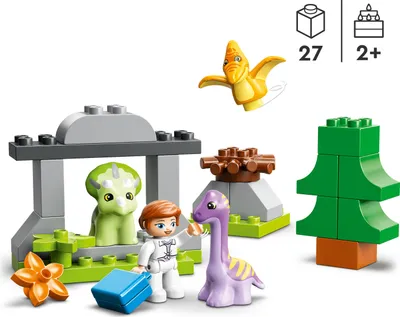 Produktbild von LEGO 10938 DUPLO Jurassic World Dinosaurier Kindergarten mit Baby Dino Figuren und Triceratops, Spielzeug und Steine für Kleinkinder ab 2 Jahre, Mädchen und Jungen