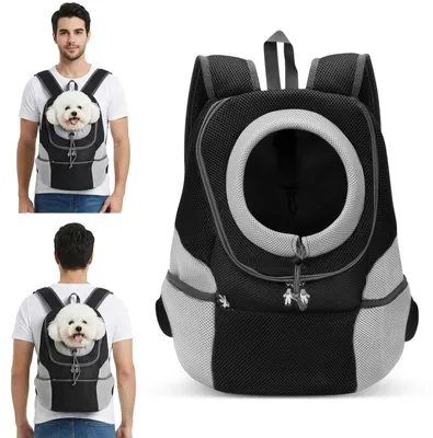 Produktbild von Hunderucksack Katzenrucksack Tragetasche - Verstellbar - Schwarz - Größe M - Für kleine Hunde und Katzen