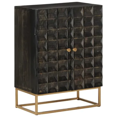 Produktbild von Sideboard Schwarz 55x34x75 cm Massivholz Mango und Eisen