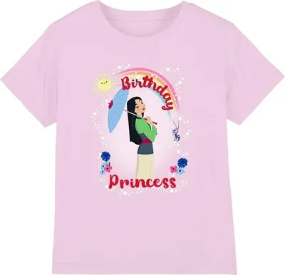 Productafbeelding van Mulan - T-shirt voor kinderen, "Verjaardagsprinses en haar gelukskever", TV3812 (maat 152-158) (roze)