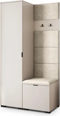 Produktbild von Masseno Garderobe-Set LORI 95/181/51 cm Modern Garderobenschrank Kaschmir, Veloursstoff MONOLITH 04 (Beige)