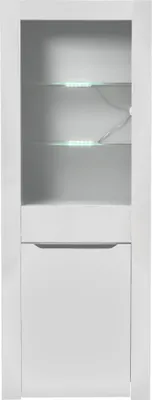 Produktbild von Merax Standvitrine LED Hochglanz mit Regal, Bücherschrank mit Schublade, Weiß