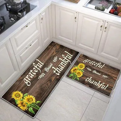 Immagine prodotto di Tappetini antiscivolo per la cucina, 2 pezzi, lavabili, in tessuto, 43 x 75 + 43 x 150 cm