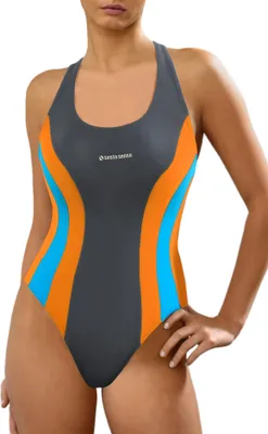 Produktbild von Sesto Senso Einteiliger Badeanzug für Damen – Blickdichter, sportlicher Schwimmanzug – Graphit, Größe XL