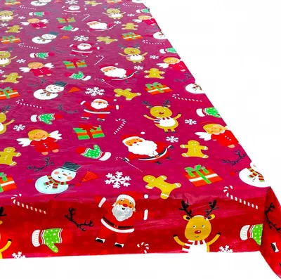 Produktbild von Einweg-Tischdecke aus Polyester, für Weihnachten, Party, Rot, 140 x 230 cm